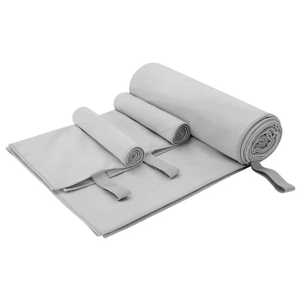 vidaXL Sada športových uterákov 3 pcs Sivá Polyester a polyamid