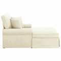 vidaXL Pufa s sukňou 3 ks Krémová Kordúrová tkanina 91 x 157 x 91 cm