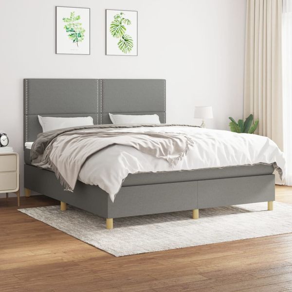 vidaXL Boxspring posteľ s matracom tmavosivá 180x200 cm látka