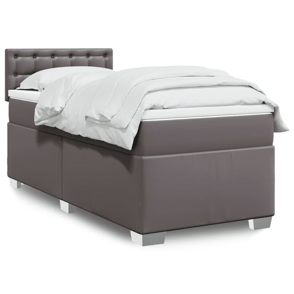 vidaXL Boxspring posteľ s matracom sivá 100x200 cm umelá koža