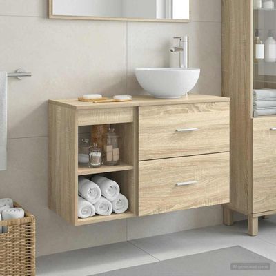 vidaXL Sada kúpeľňového nábytku 2 pcs Dub sonoma Kompozitné drevo