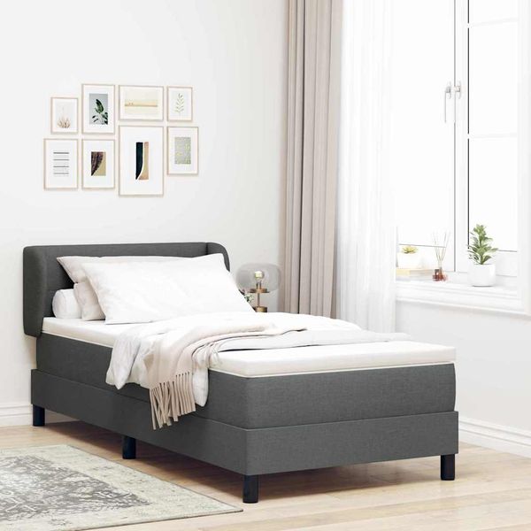 vidaXL Posteľ s pružinovým rámom Tmavo šedá 90 x 200 cm látka