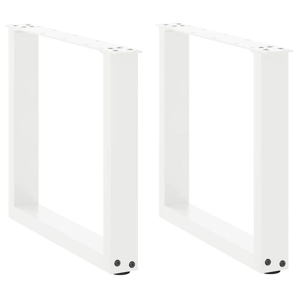 vidaXL Nohy konferenčného stolíka v tvare U, 2 ks, biele, 50 x (42-43) cm, oceľové
