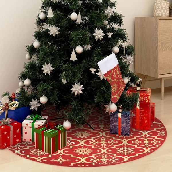 vidaXL Luxusná vianočná sukňa s ponožkou červená 122 cm látková