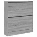 vidaXL Botník sivý dub sonoma 80x21x87,5 cm kompozitné drevo