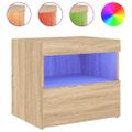vidaXL Nočné stolíky s LED svetlami 2 ks dub sonoma 50x40x45 cm