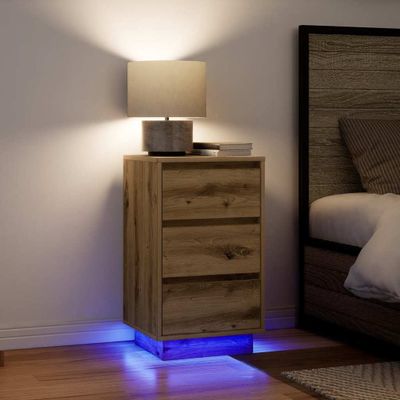 vidaXL Nočná skrinka s LED osvetlením Dub Artisan 38x34x65 cm