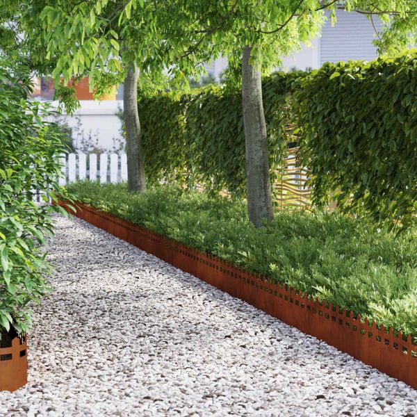 vidaXL Obrubníky trávnika 20 pcs Hrdzavý 103 x 0,05 x 22 cm