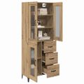 vidaXL Highboard Remeselný dub 69,5 x 34 x 180 cm Kompozitné drevo