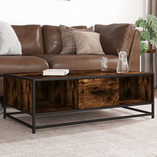 vidaXL Konferenčný stolík dymový dub 100x57x35 cm kompozit.drevo a kov