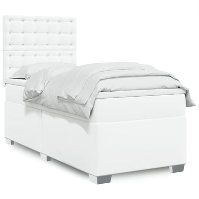 vidaXL Boxspring posteľ s matracom biela 90x190 cm umelá koža