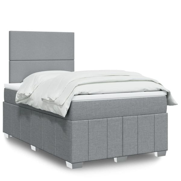 vidaXL Boxspring posteľ s matracom bledosivá 120x200 cm látka