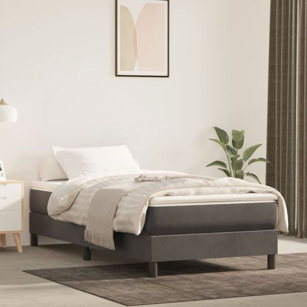 vidaXL Posteľný rám s boxspringom tmavosivá 90x200 cm zamat