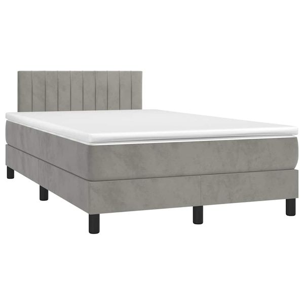 vidaXL Boxspring posteľ s matracom a LED, svetlosivá 120x190 cm, látka