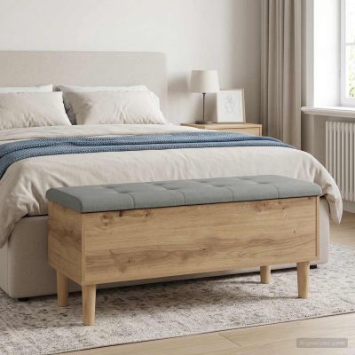 vidaXL Úložná lavička s vankúšom Dub artisan 102 x 42 x 46 cm