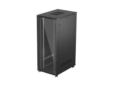 19'' Voľne stojaca racková skriňa 42U 800X1200 čierne sklenené dvere lanberg (ploché balenie)
