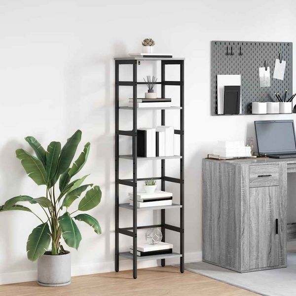 vidaXL Regál na knihy Sivý Sonoma 40 x 29,5 x 149 cm Kompozitné drevo