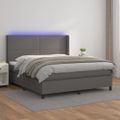 vidaXL Boxspring posteľ s matracom a LED sivá 180x200 cm umelá koža