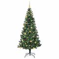 vidaXL Umelý predsvietený vianočný stromček Zelená 210 cm PVC a kov