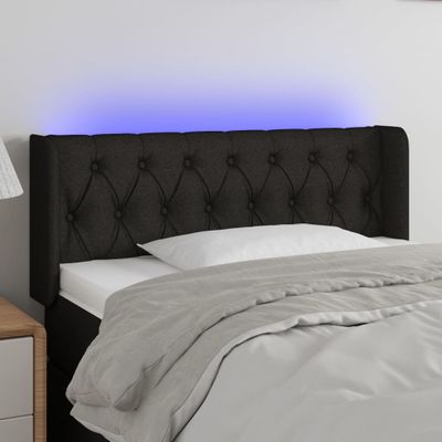 vidaXL Čelo postele s LED čierne 93x16x78/88 cm látka