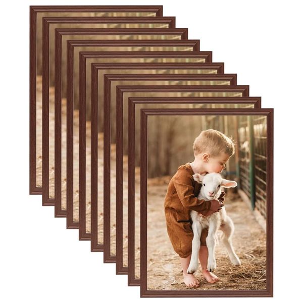 vidaXL Fotorámiky na stôl, koláž 10 ks, hnedé 15x21 cm, MDF