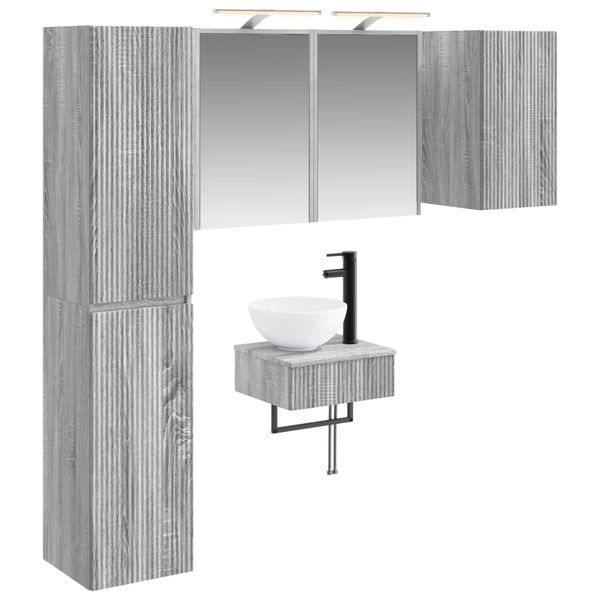 vidaXL Sada kúpeľňového nábytku 5 pcs Sivý Sonoma