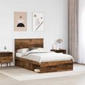 vidaXL Rám postele Staré drevo 135 x 190 cm Masívne borovicové drevo