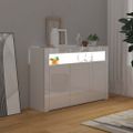 vidaXL Komoda s LED svetlami lesklá biela 115,5x30x75 cm