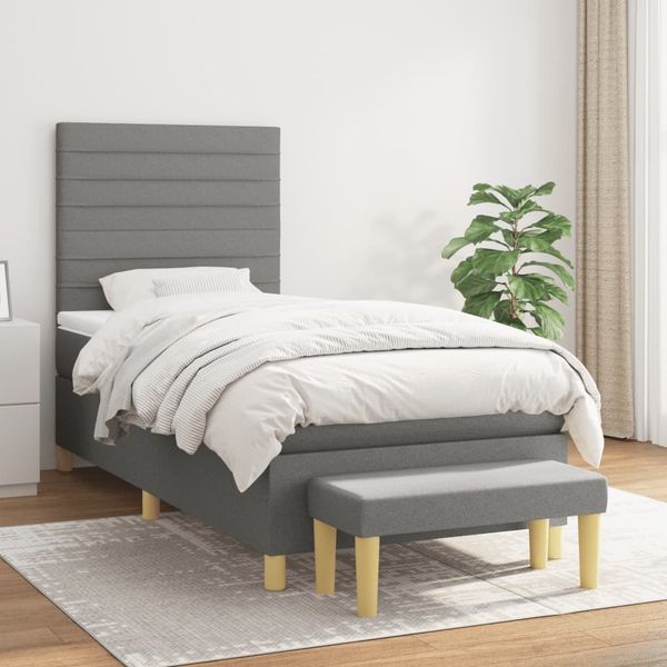 vidaXL Posteľný rám boxsping s matracom tmavosivý 80x200 cm látka