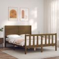 vidaXL Rám postele s čelom medovohnedý 140x190 cm masívne drevo