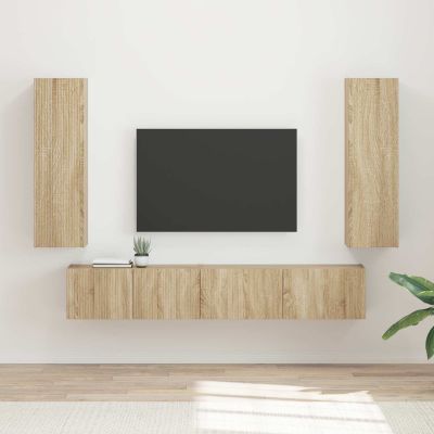 vidaXL Zostava TV skriniek Nástenný 3 pcs Sonoma dub Kompozitné drevo
