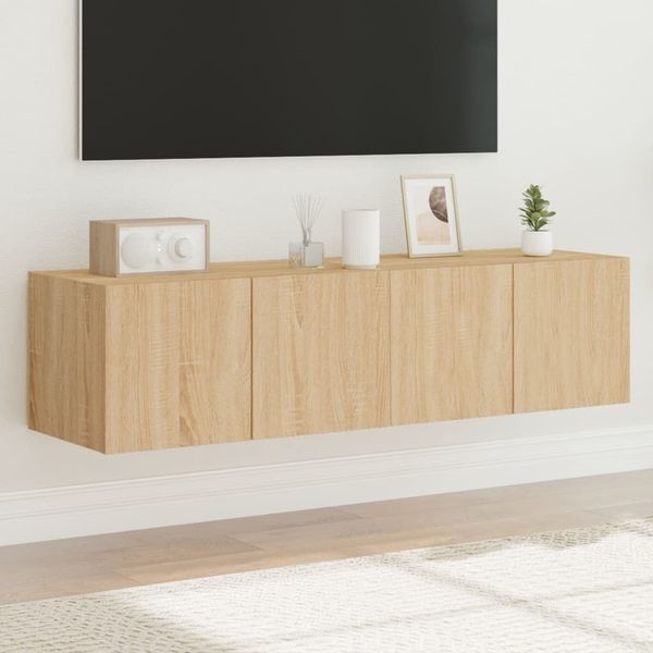 vidaXL TV nástenné skrinky s LED svetlami 2 ks dub sonoma 60x35x31 cm