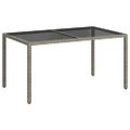 vidaXL Záhradný stôl 150x90x75 cm tvrdené sklo a polyratan sivý