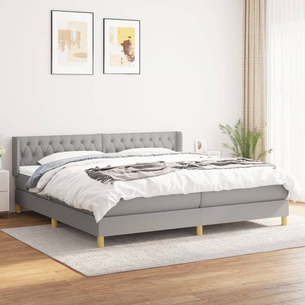 vidaXL Posteľný rám boxsping s matracom bledosivý 200x200 cm látka