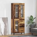 vidaXL Highboard Staré drevo 69,5 x 34 x 180 cm Kompozitné drevo
