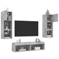 vidaXL 6-dielne TV nástenné skrinky s LED betónovo sivé kompozit.drevo