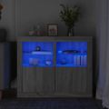 vidaXL Príručné skrinky s LED svetlami 2 ks sivá sonoma