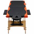 vidaXL Skladací masážny stôl, 2 zóny, drevo, čierno oranžový