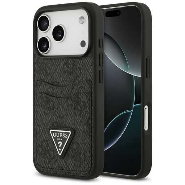 Guess 4G Double Card Triangle puzdro pre iPhone 17 Pro čierne