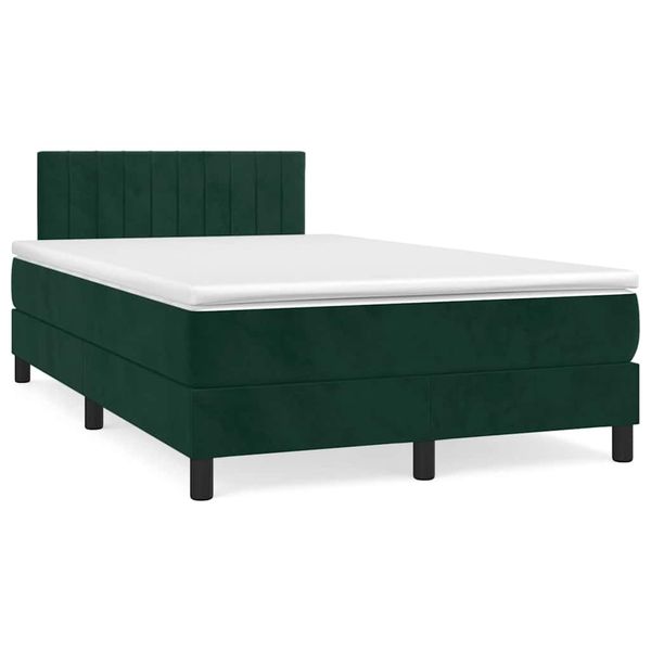 vidaXL Boxspring posteľ s matracom, tmavozelená 120x190cm, zamat