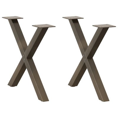 vidaXL Nohy konferenčného stolíka v tvare X, 2 ks, prírodná oceľ, 60 x (42-43) cm, oceľ