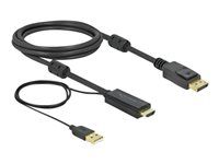 Kábel video/audio - HDMI, USB (iba napájanie) s pinmi (male) do DisplayPort s pinmi (male) - 2 m - trojnásobne tienený - čierna - podporuje 4K