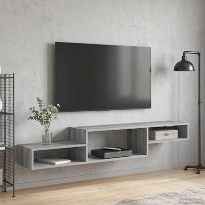 vidaXL Nástenný TV kabinet Nástenná montáž Sivý Sonoma