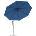 vidaXL Závesný záhradný slnečník, hliníková tyč 350 cm, modrý