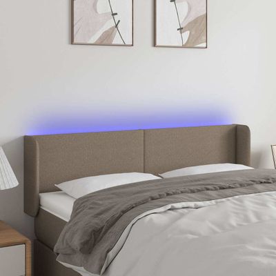 vidaXL Čelo postele s LED sivohnedé 147x16x78/88 cm látka