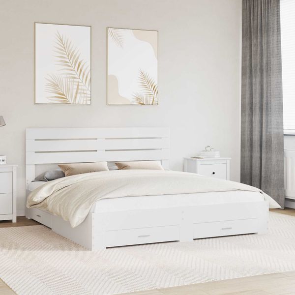 vidaXL Rám postele s čelnou doskou Biela 200 x 200 cm Kompozitné drevo