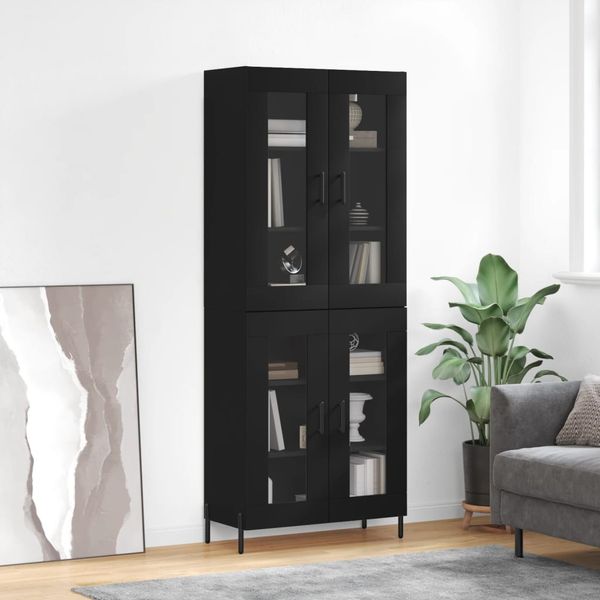 vidaXL Vysoká skrinka čierna 69,5x34x180 cm spracované drevo