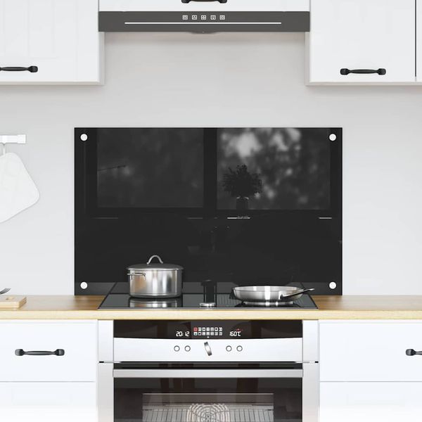 vidaXL Kuchynský obklad Čierna 80 x 50 cm tvrdené sklo