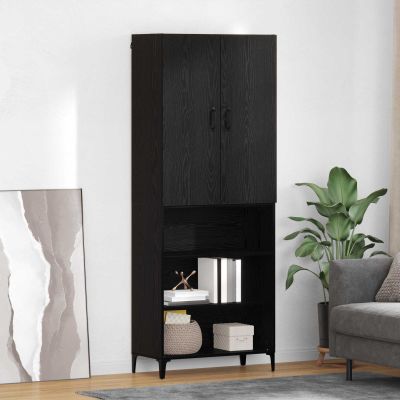 vidaXL Highboard Čierny dub 69,5 x 34 x 180 cm Kompozitné drevo
