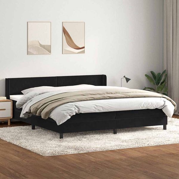 vidaXL Box Spring Posteľ s matracom Čierna 180x220 cm Zamat